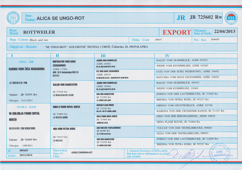 Alica Se Ungo-Rot Pedigree