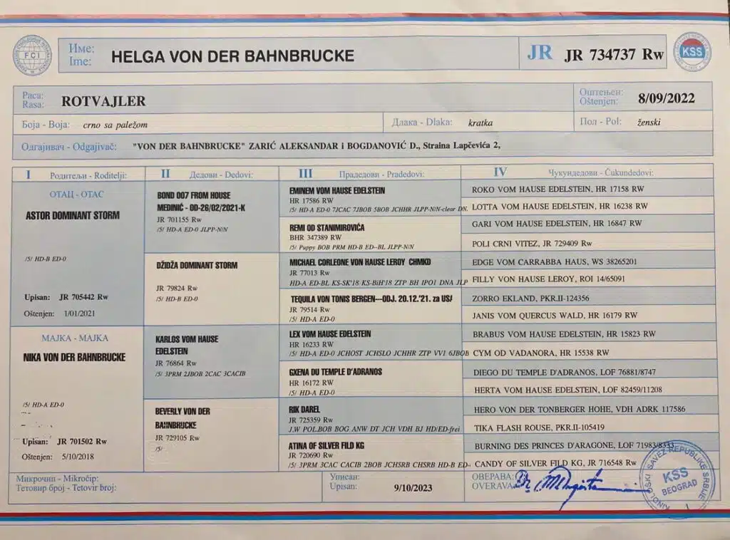 helga von der behnbrucke pedigree